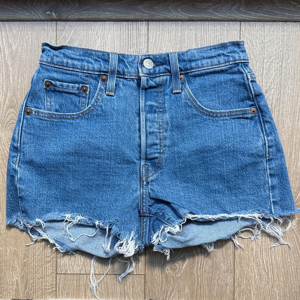 Levi's Blue Distressed Cutoff Denim Shorts